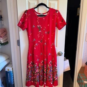 LuLaRoe Red Floral Fit-and-Flare Dress